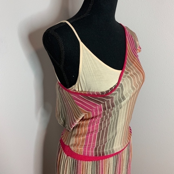 BOSS Orange Silk Multicolor Stripe Fit and Flare Dress - Picture 3 of 7